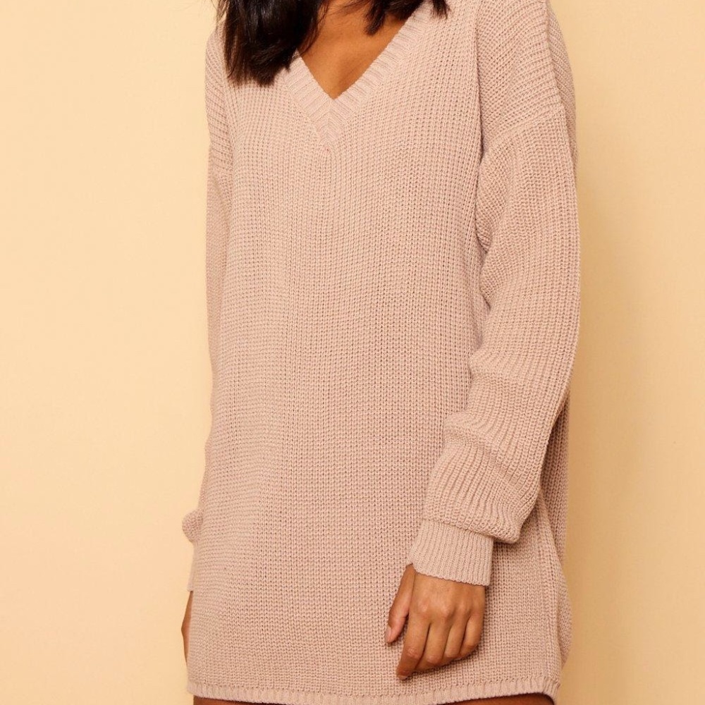 Rib V-Neck Dress